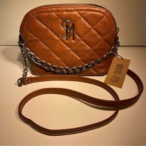 Steve Madden Brown Quilted Crossbody Bag w/ Chain Strap